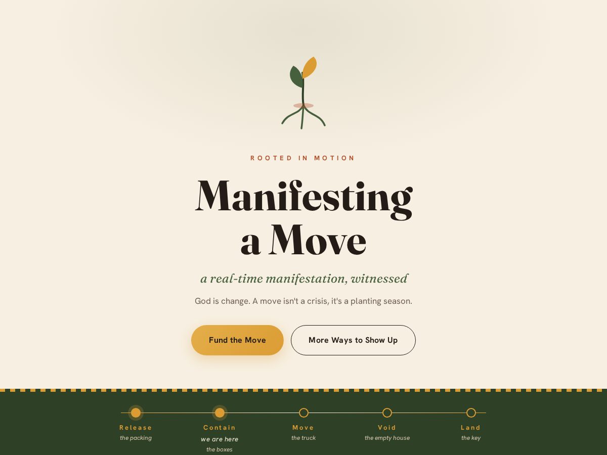 Landing-page snapshot of manifestamove.com
