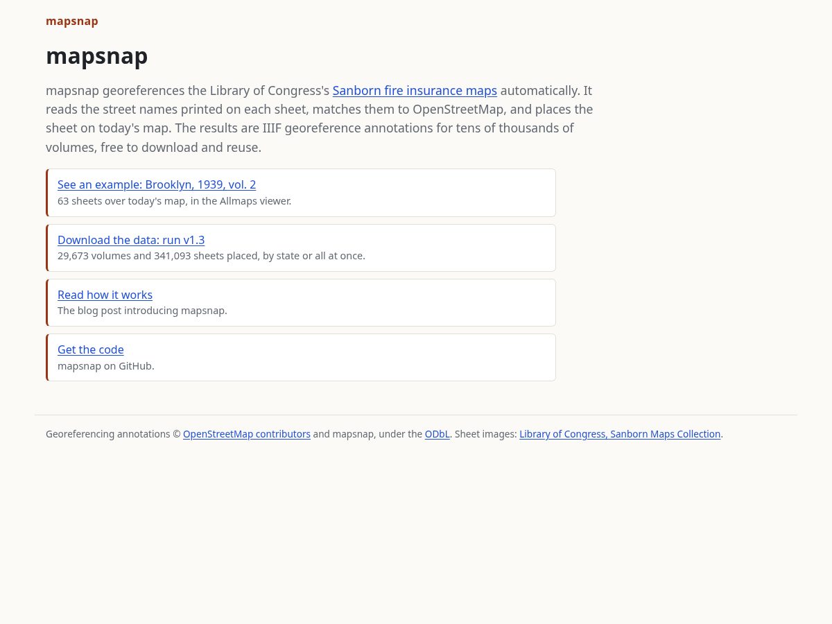 Landing-page snapshot of mapsnap.org