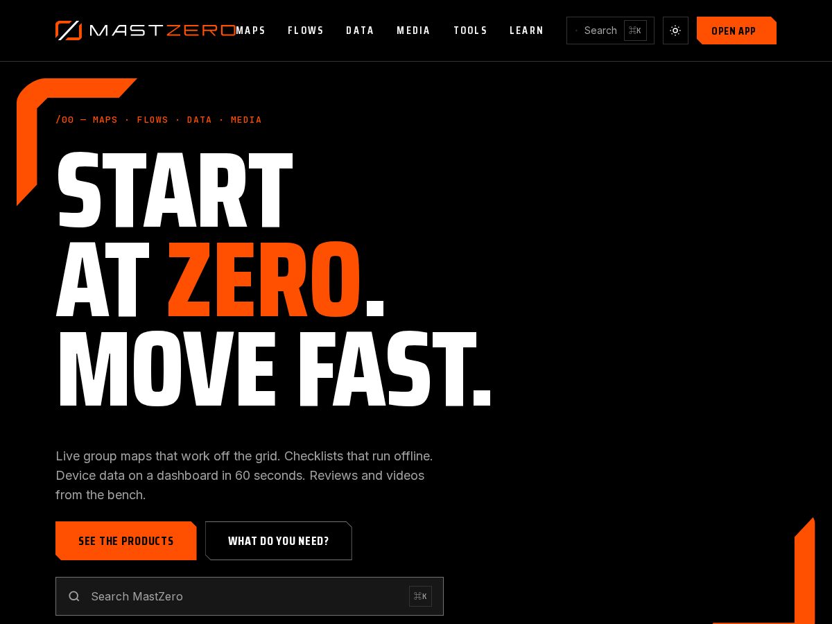 Landing-page snapshot of mastzero.com