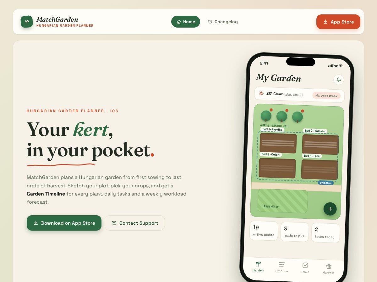 Landing-page snapshot of matchapp.garden