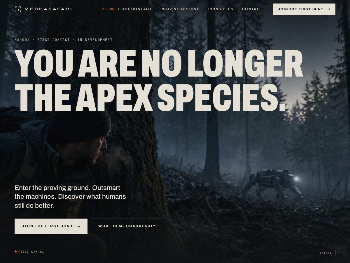 Landing-page snapshot of mechasafari.com