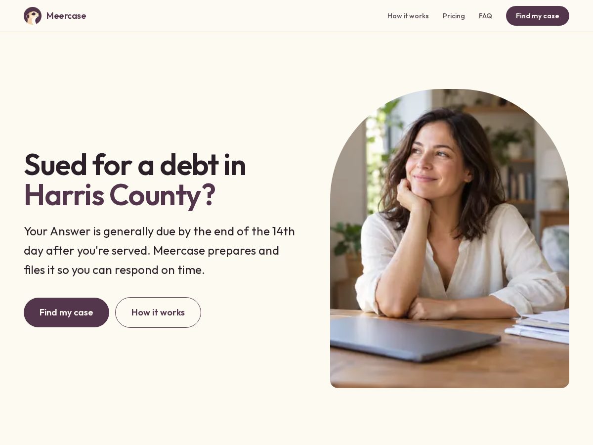 Landing-page snapshot of meercase.com
