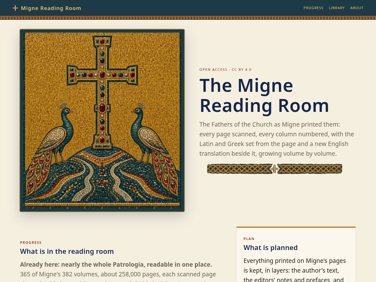 Landing-page snapshot of mignereadingroom.org