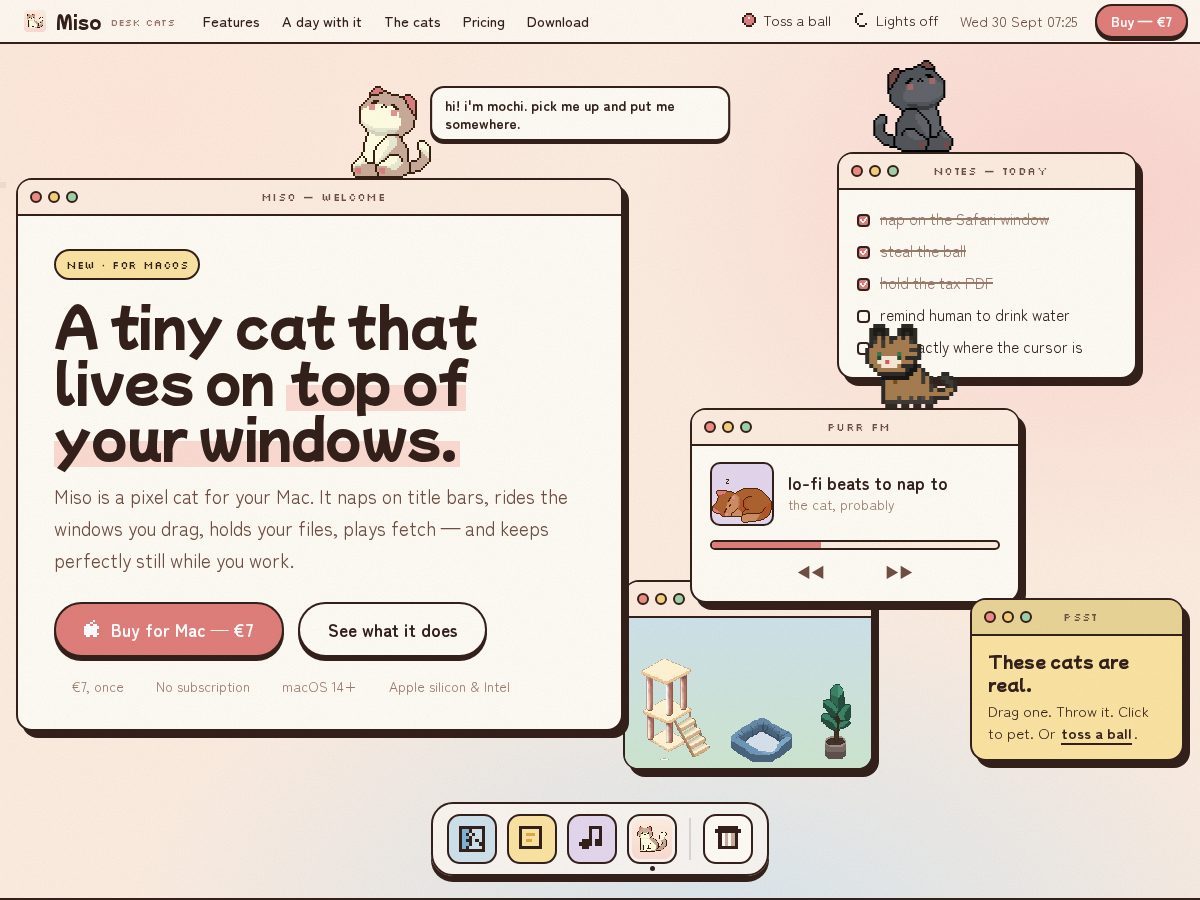 Landing-page snapshot of misopets.com
