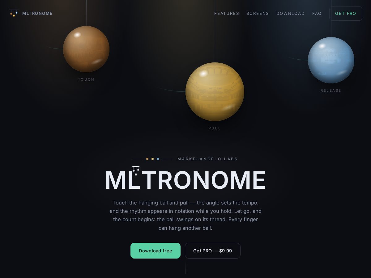 Landing-page snapshot of mltronome.com