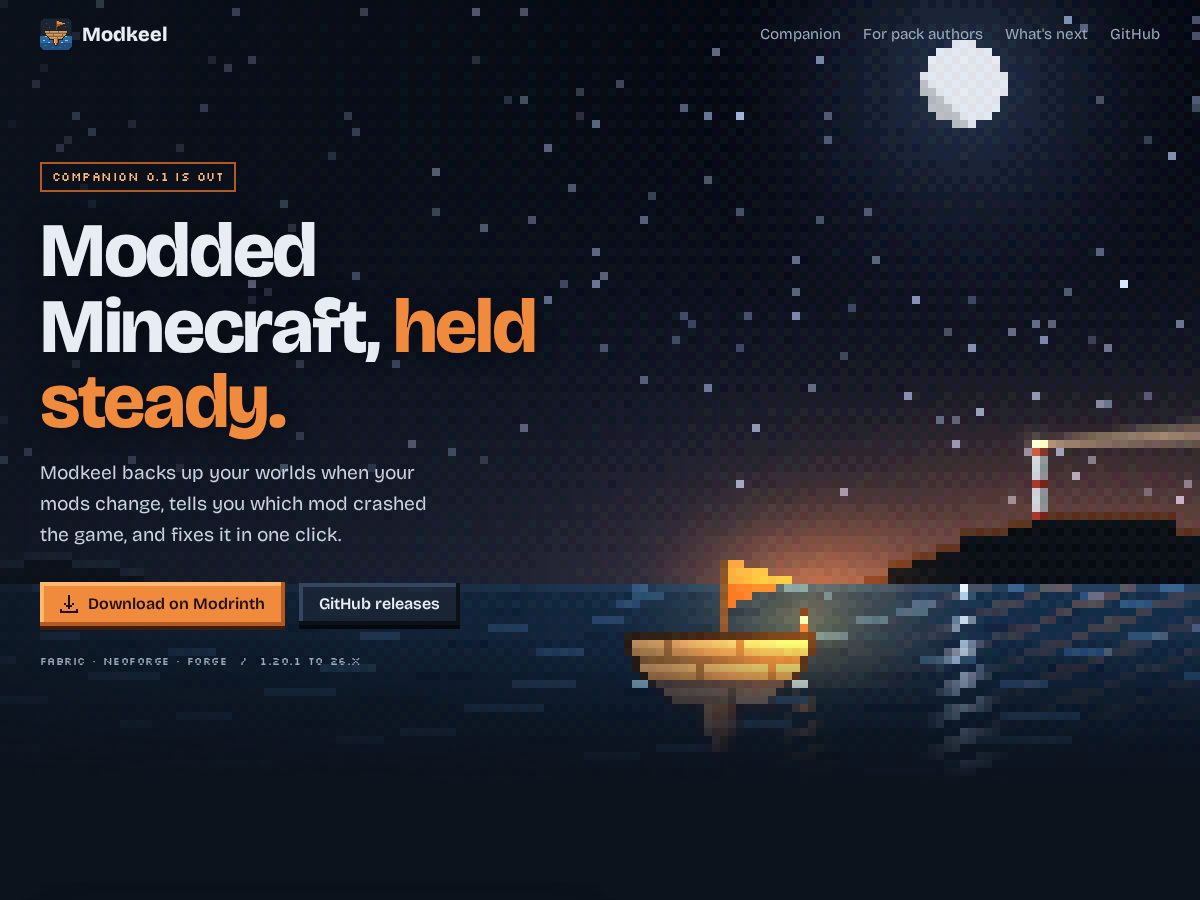 Landing-page snapshot of modkeel.com