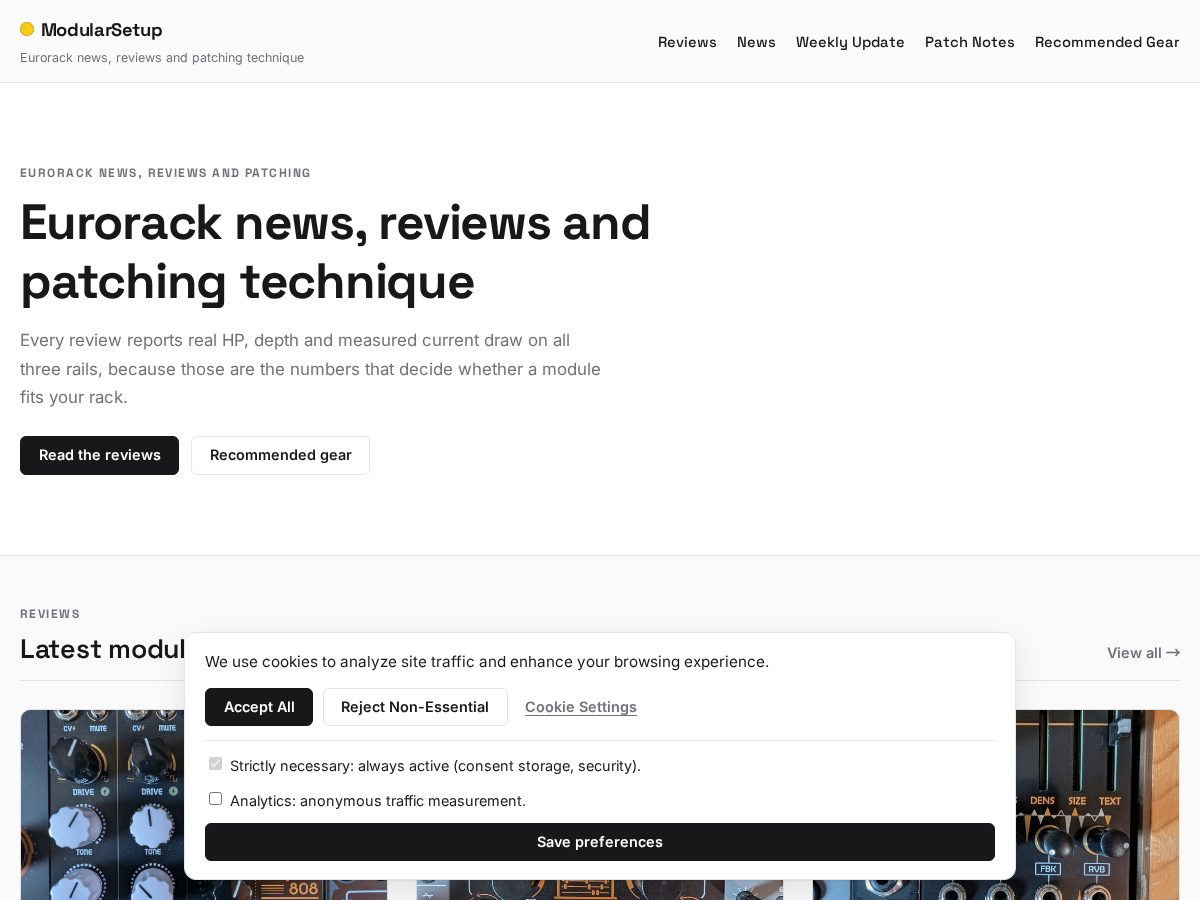 Landing-page snapshot of modularsetup.com