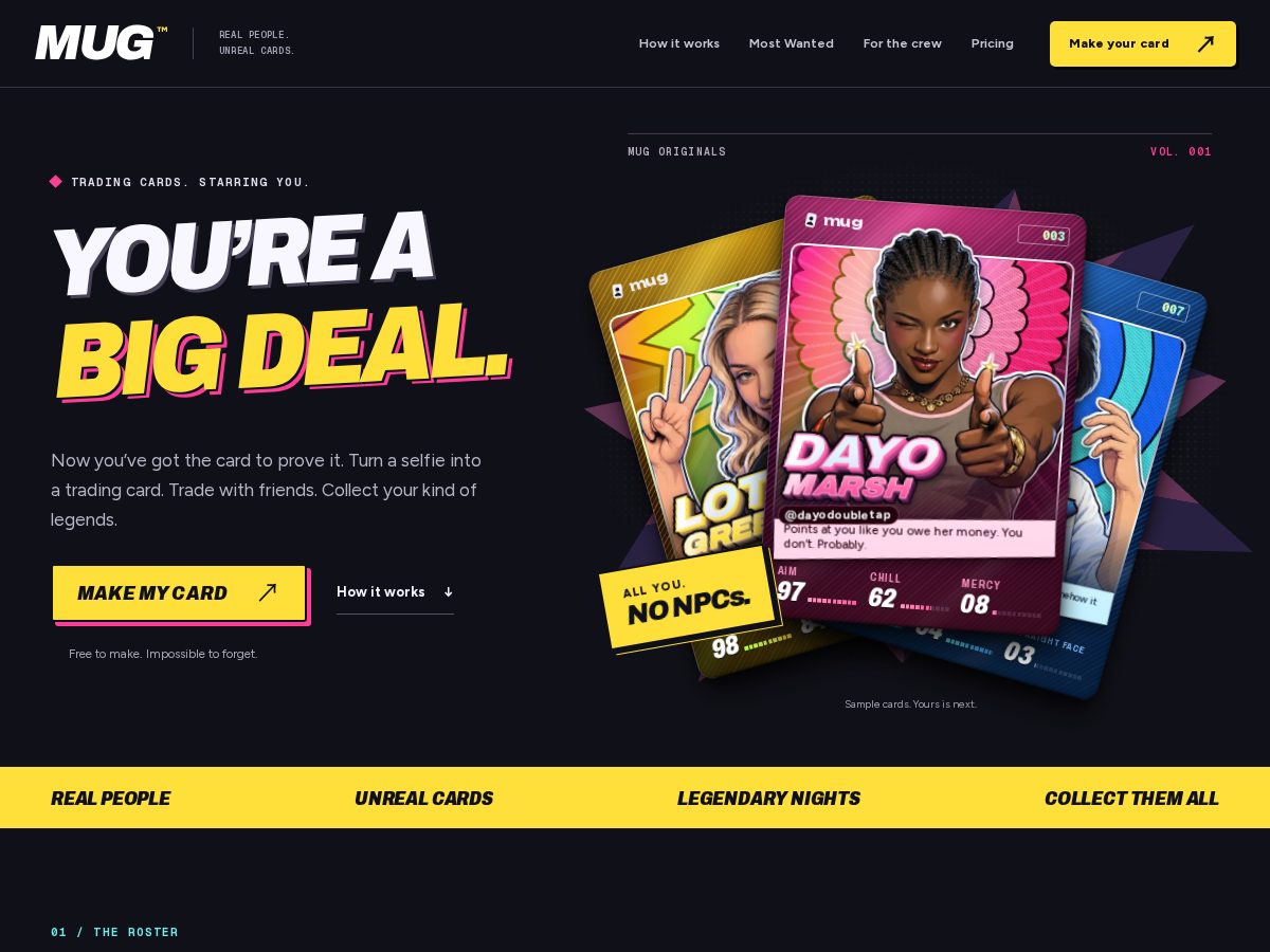 Landing-page snapshot of mugcards.com