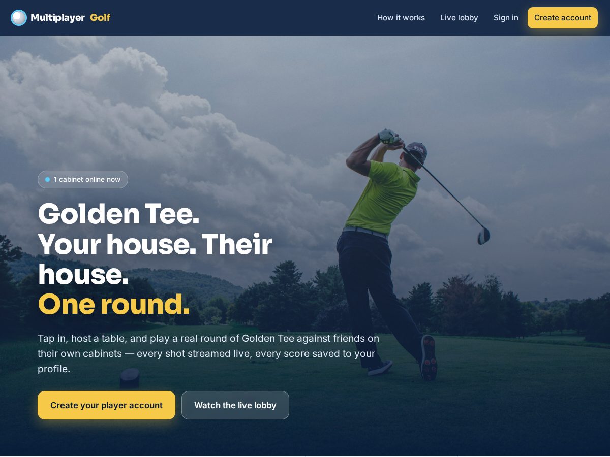 Landing-page snapshot of multiplayergolf.com