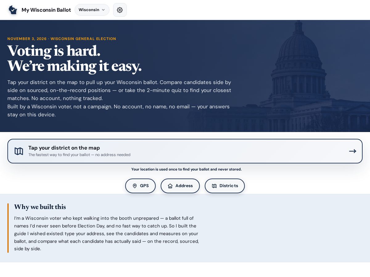 Landing-page snapshot of mywisconsinballot.com