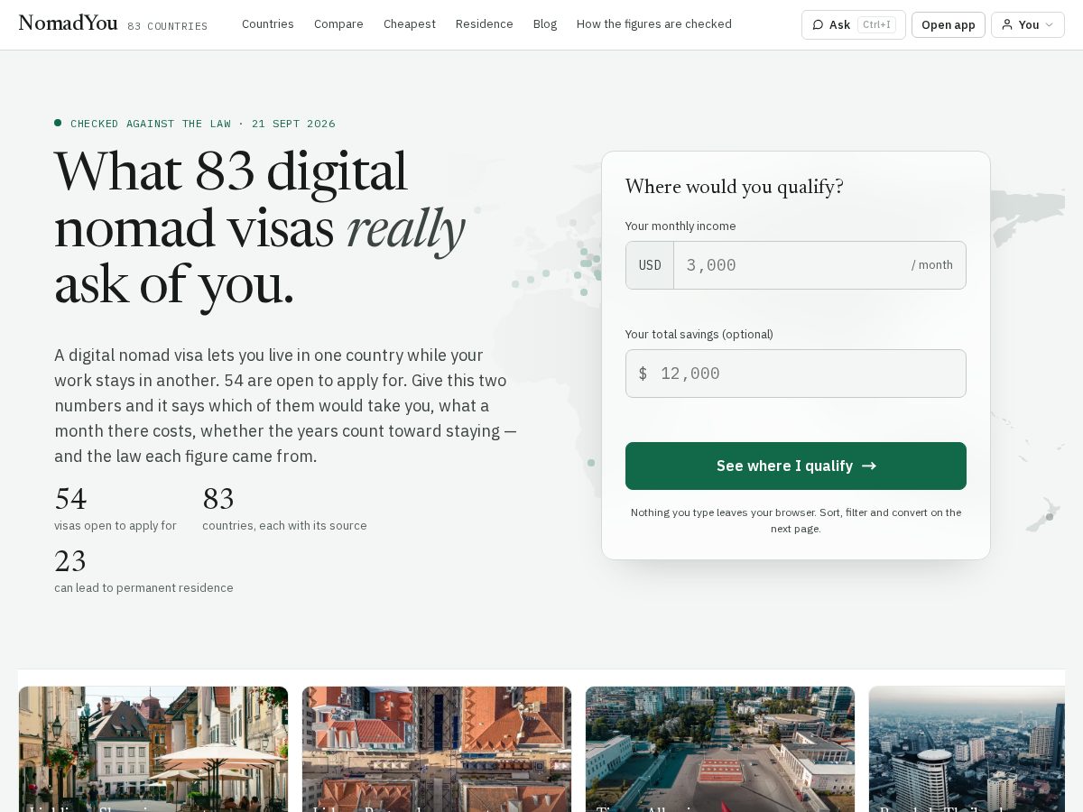 Landing-page snapshot of nomadyou.work