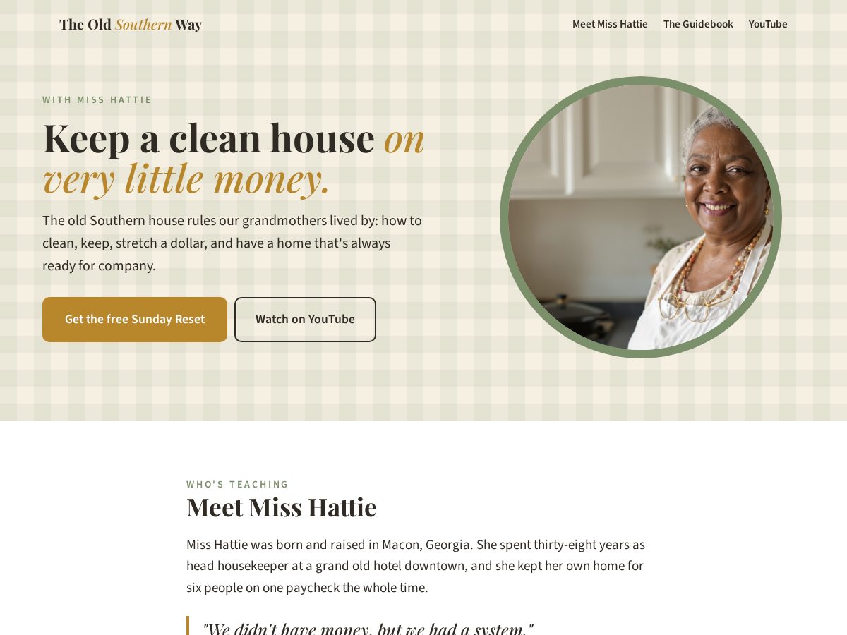 Landing-page snapshot of oldsouthernway.com