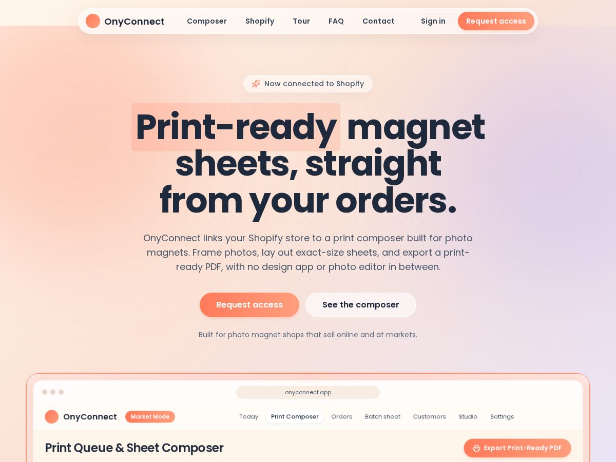 Landing-page snapshot of onyconnect.com