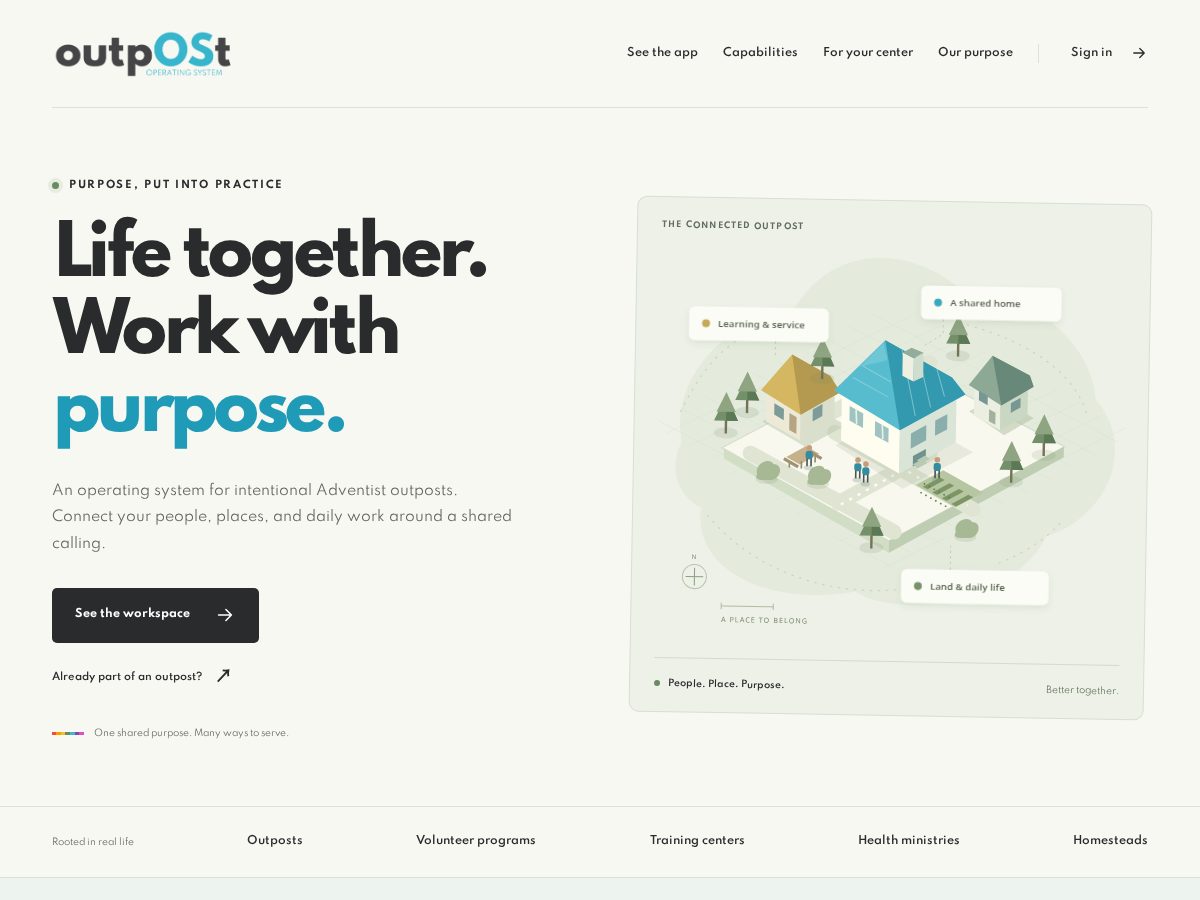 Landing-page snapshot of outpostos.org