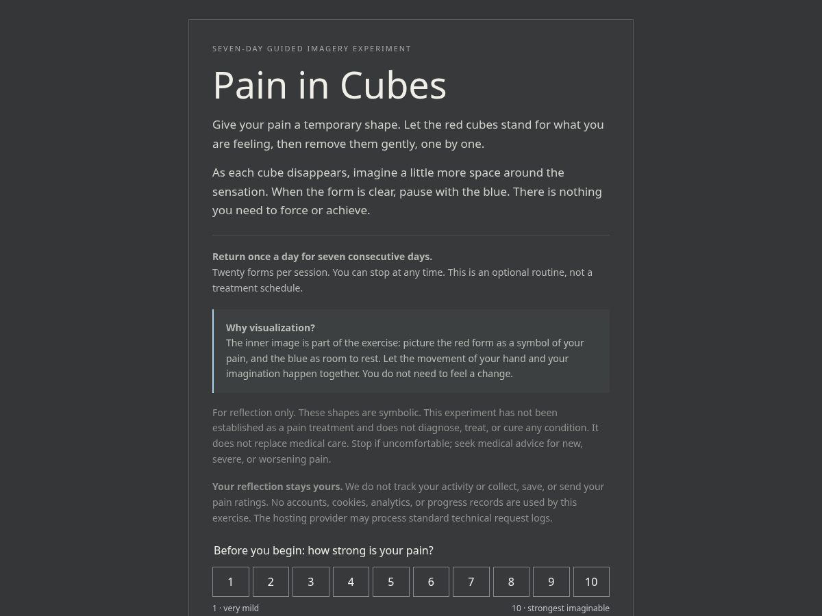 Landing-page snapshot of painincubes.com
