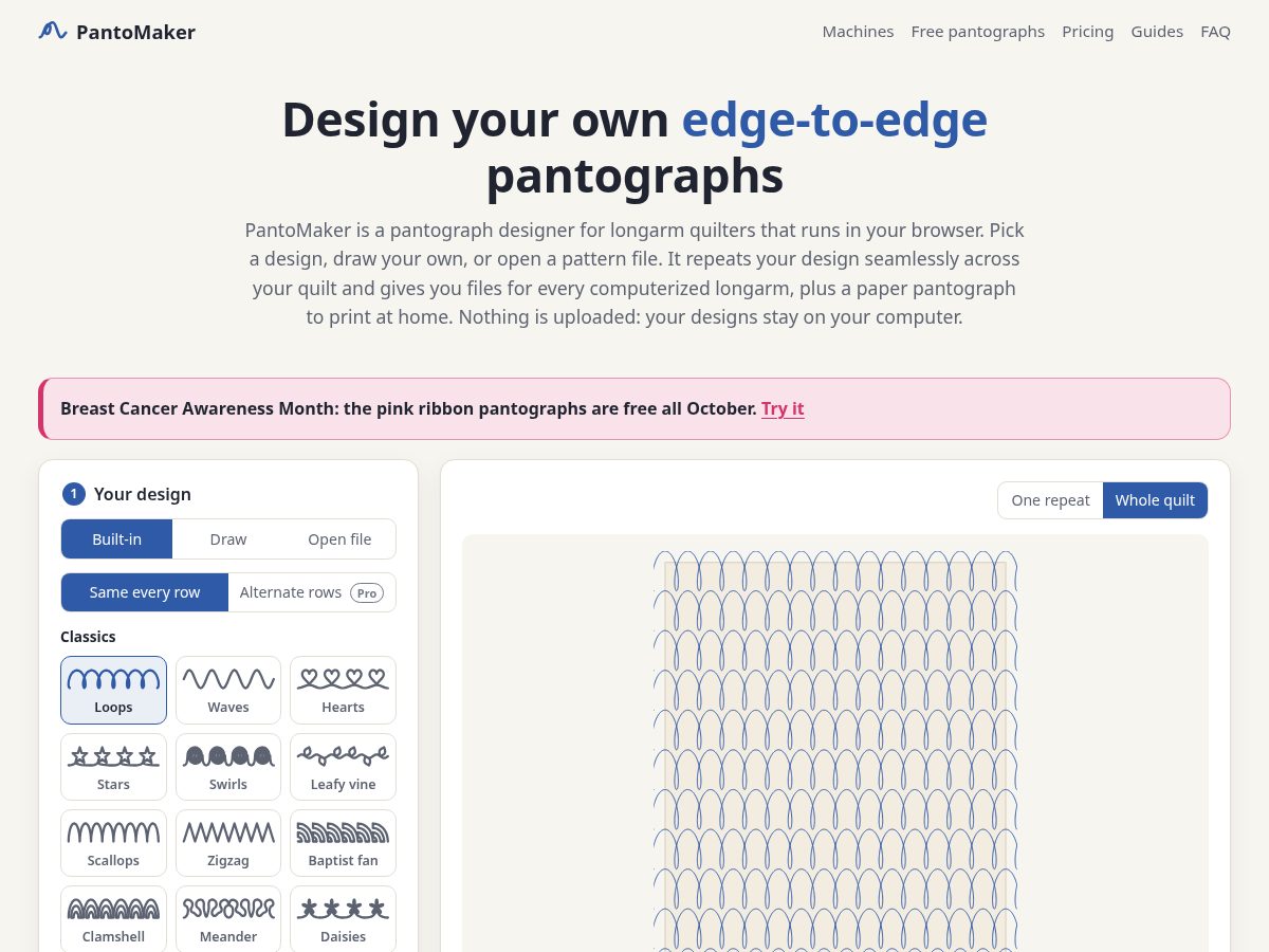 Landing-page snapshot of pantomaker.com