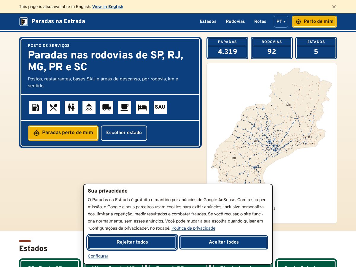 Landing-page snapshot of paradasnaestrada.com