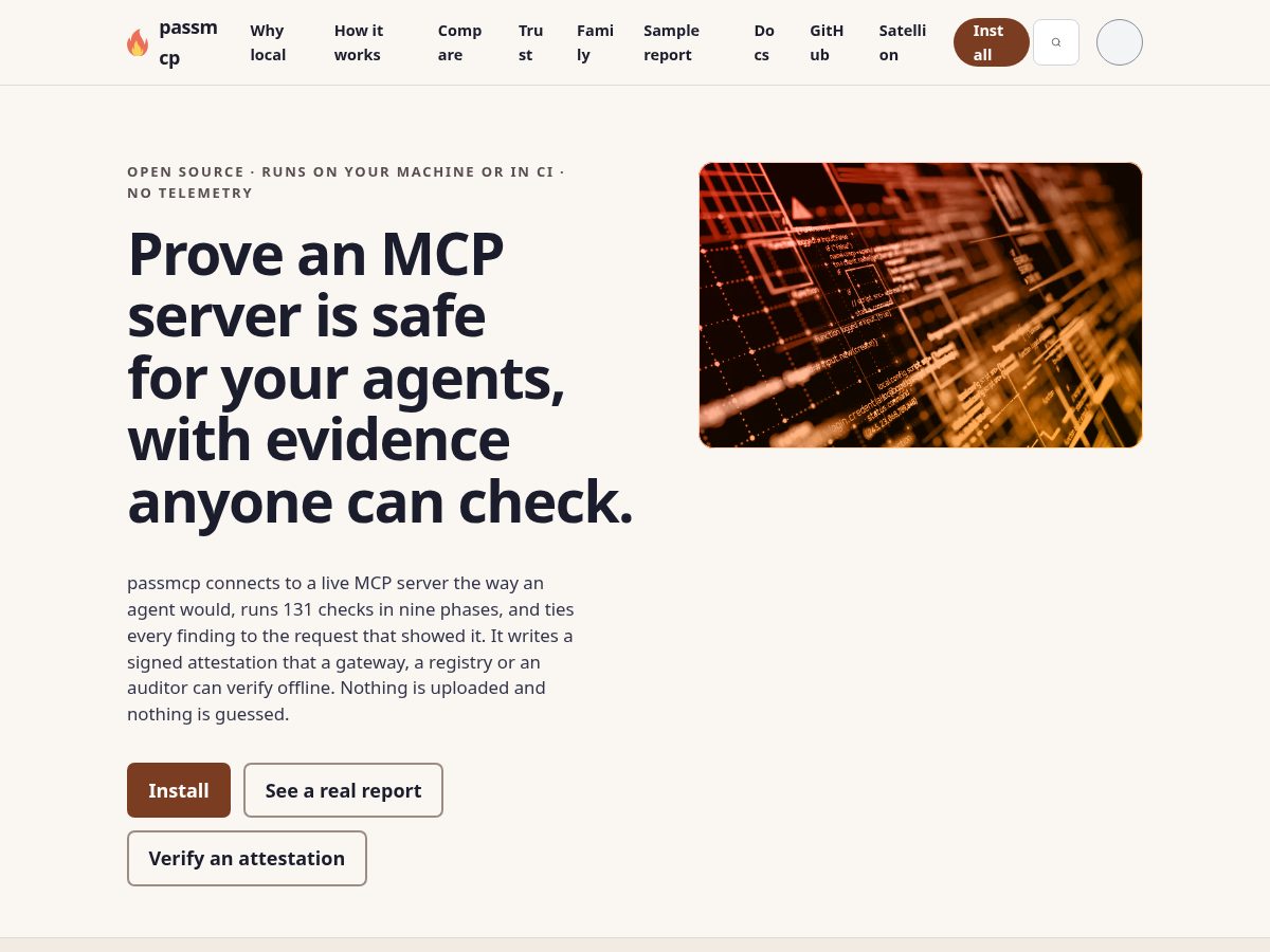 Landing-page snapshot of passmcp.com
