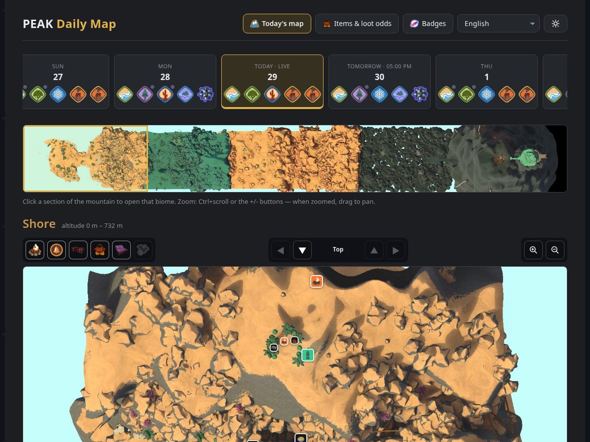 Landing-page snapshot of peakdailymap.com