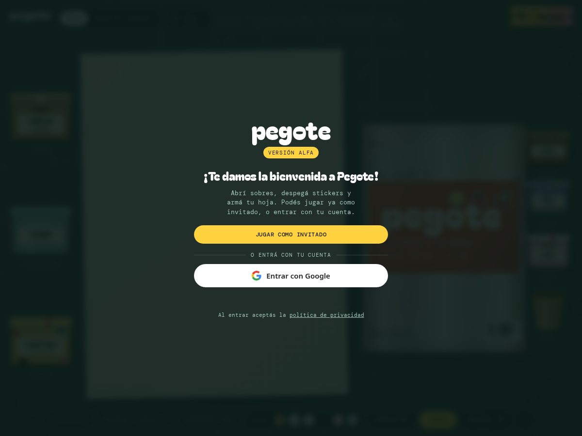 Landing-page snapshot of pegote.club
