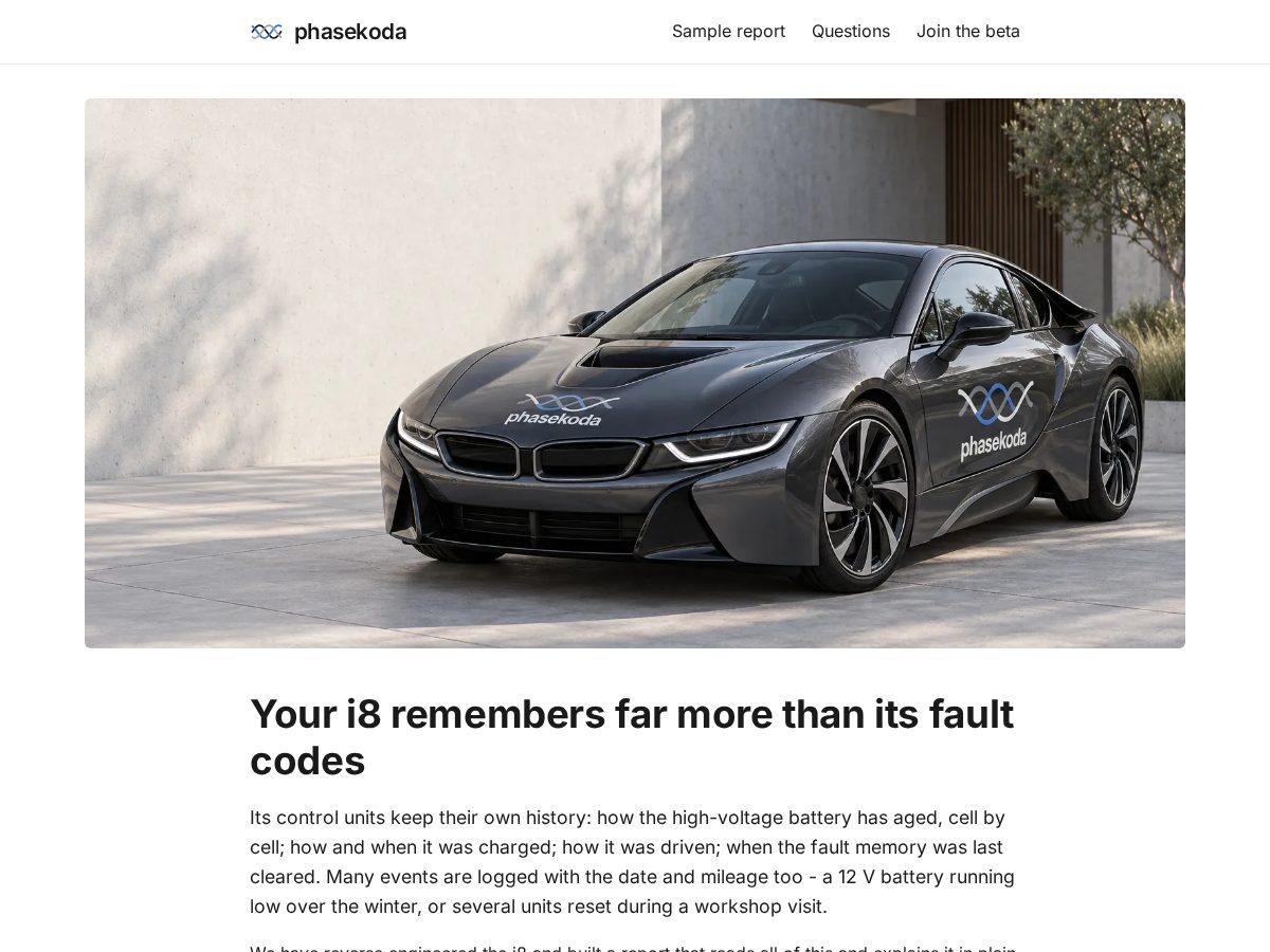 Landing-page snapshot of phasekoda.com