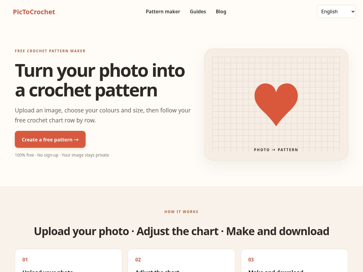 Landing-page snapshot of pictocrochet.com