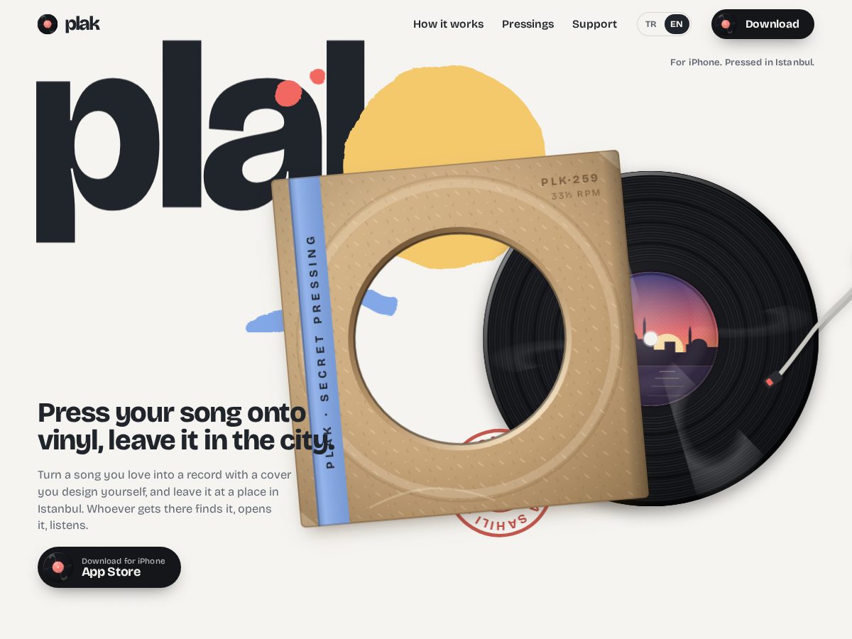 Landing-page snapshot of plak.fun