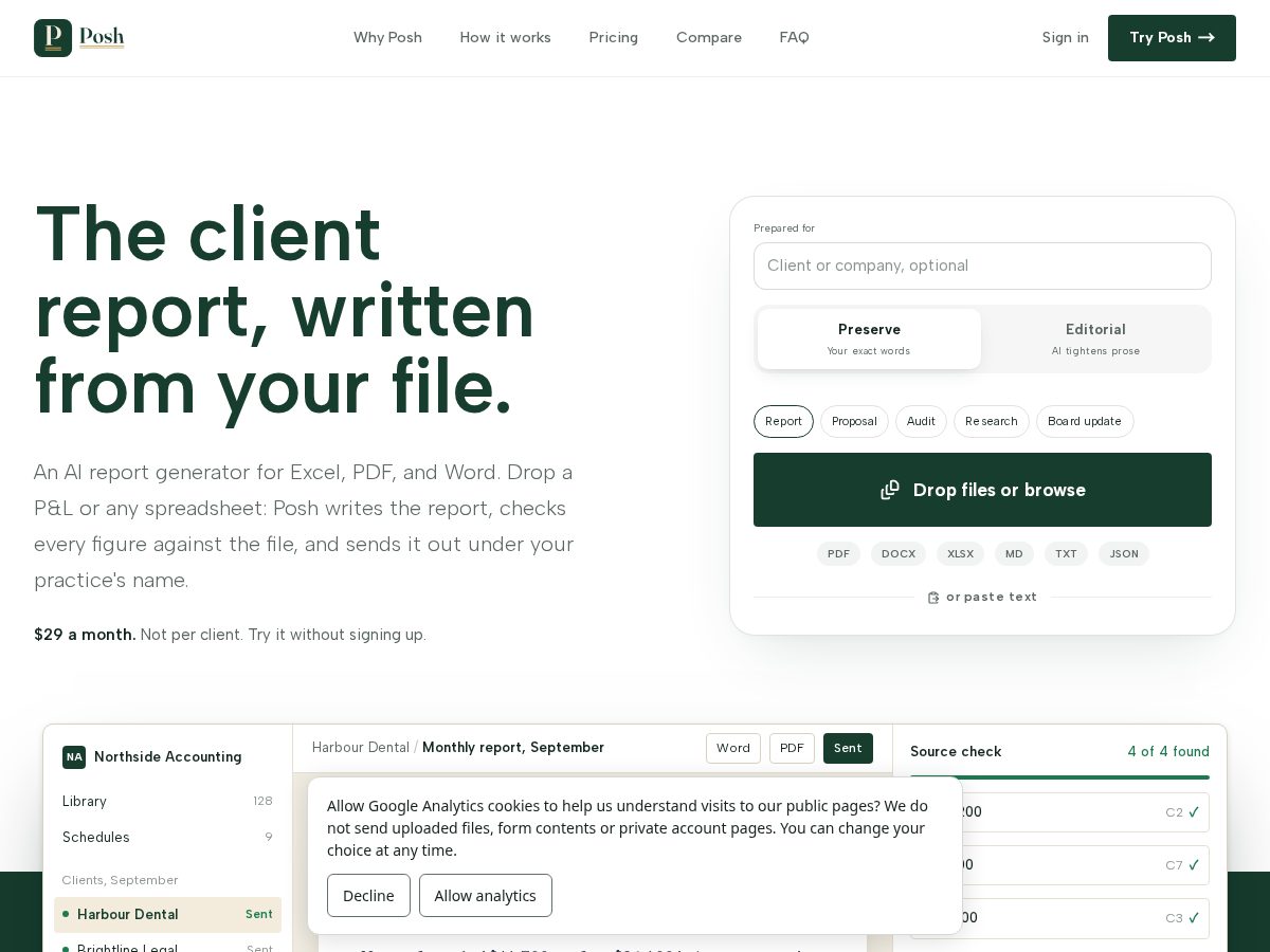 Landing-page snapshot of poshpdf.com