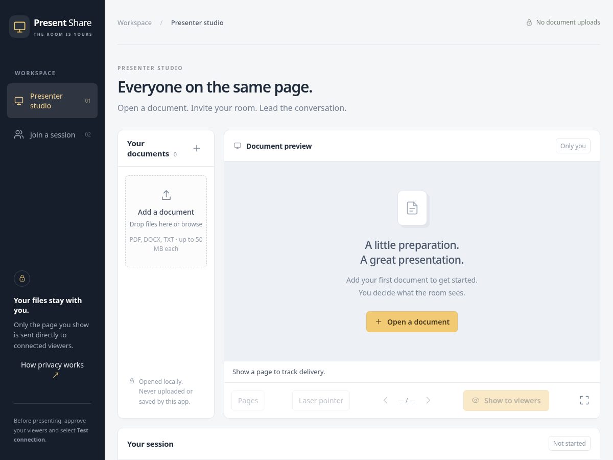 Landing-page snapshot of presentshare.com