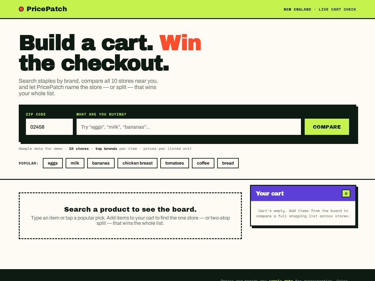 Landing-page snapshot of pricepatch.net