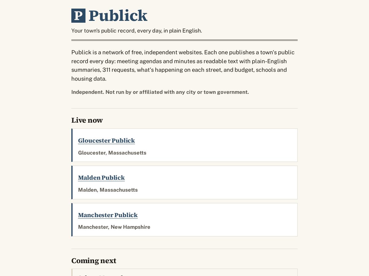 Landing-page snapshot of publick.org