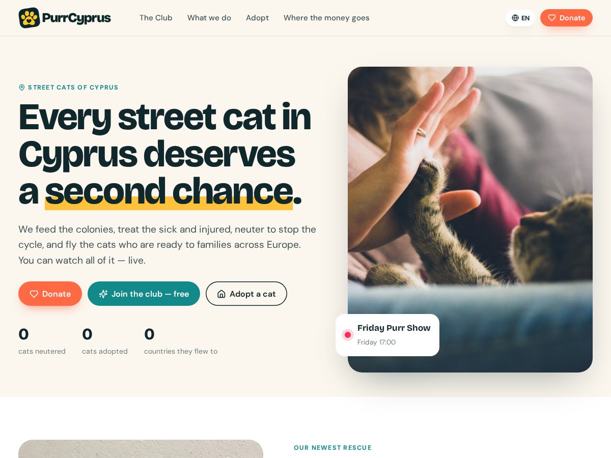 Landing-page snapshot of purrcyprus.com