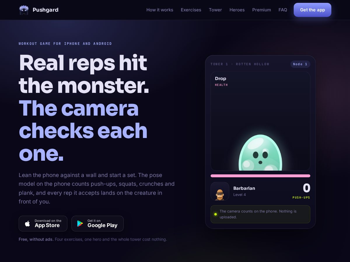 Landing-page snapshot of pushgard.com