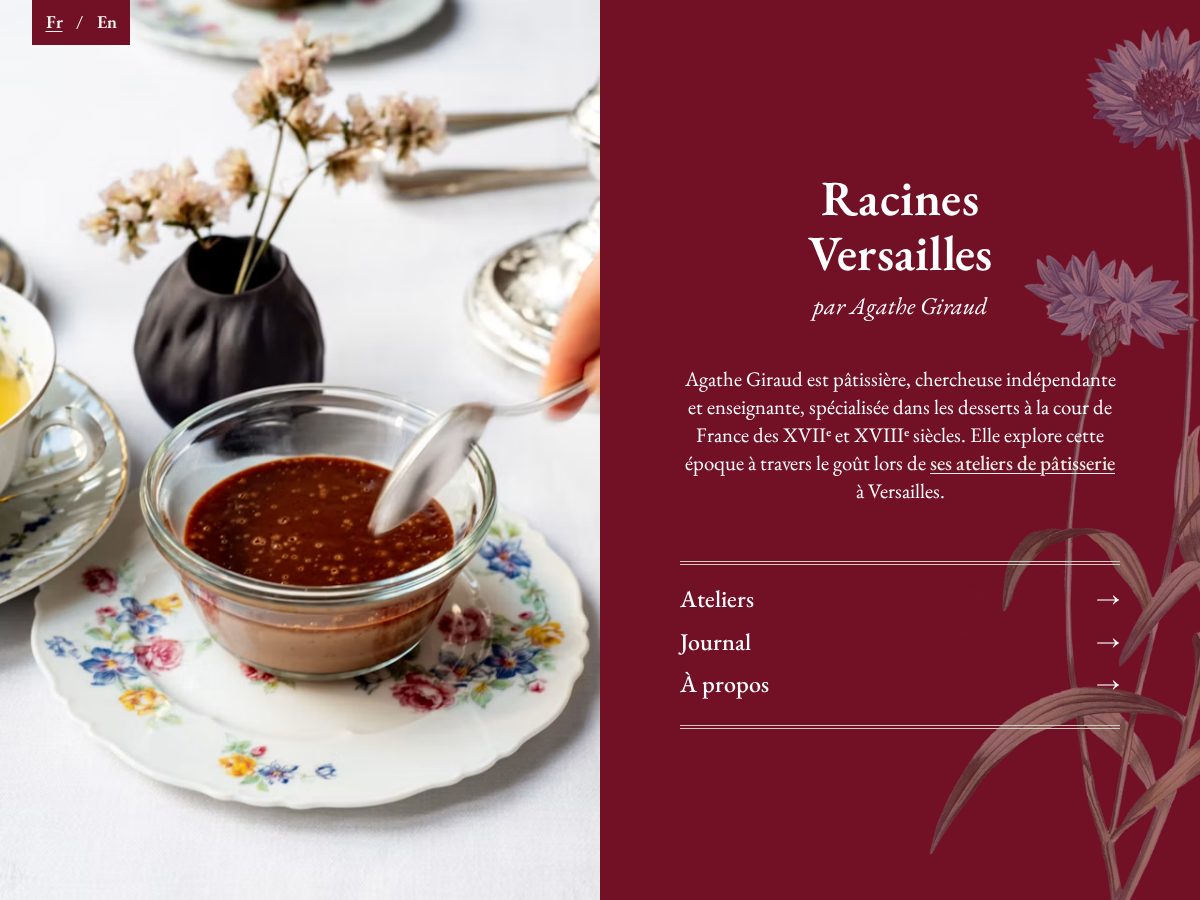 Landing-page snapshot of racinesversailles.com