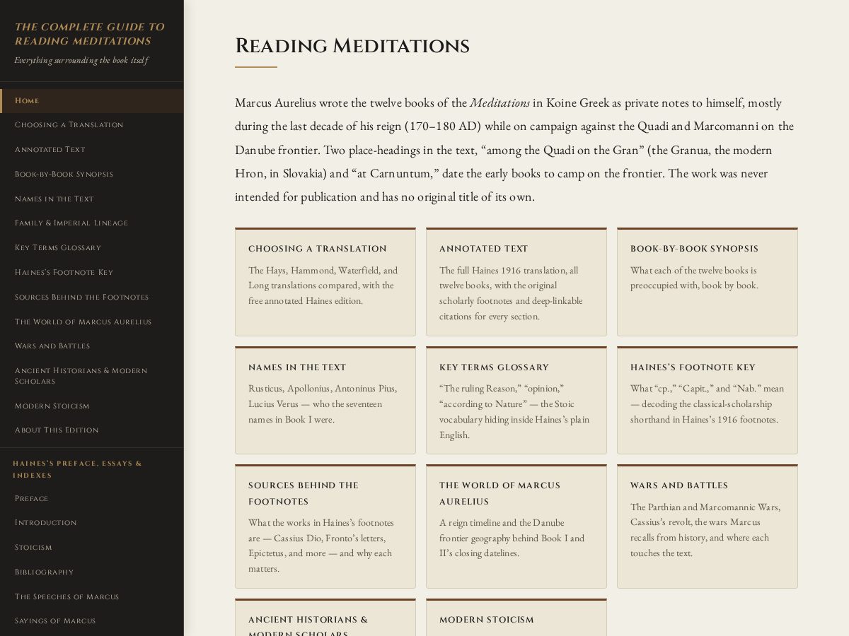 Landing-page snapshot of readingmeditations.com