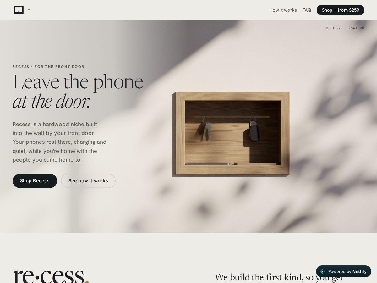 Landing-page snapshot of recesshomegoods.com
