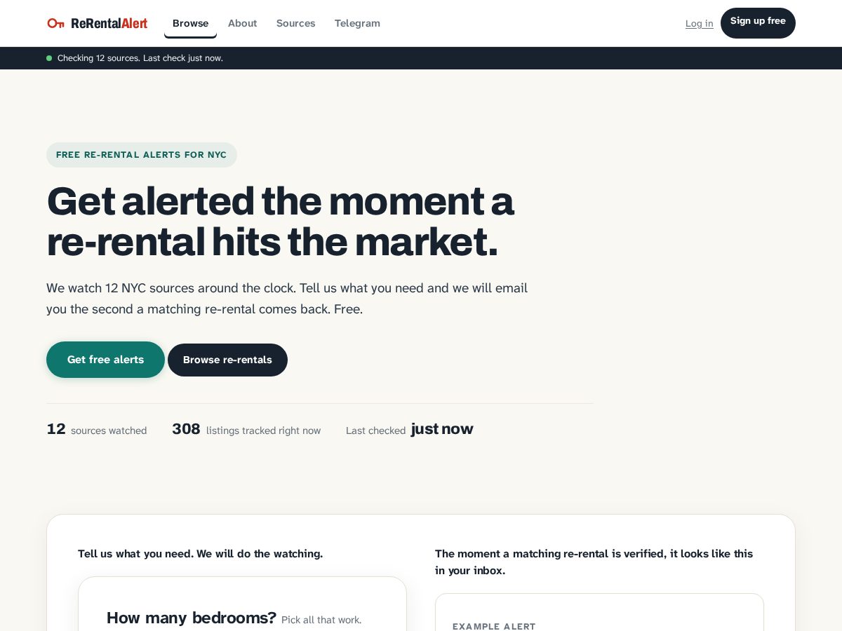 Landing-page snapshot of rerentalalert.com