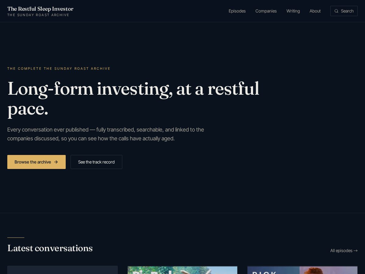 Landing-page snapshot of restfulinvestor.com