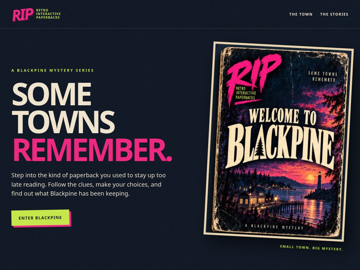 Landing-page snapshot of retrointeractivepaperbacks.com