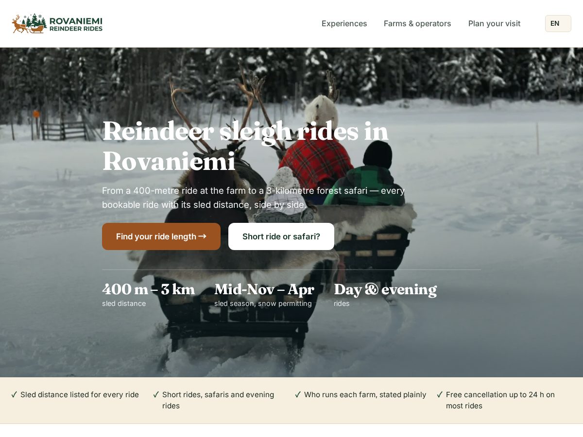 Landing-page snapshot of rovaniemi-reindeer.com