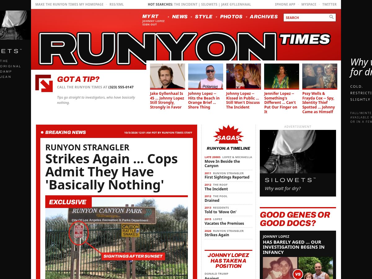 Landing-page snapshot of runyontimes.com