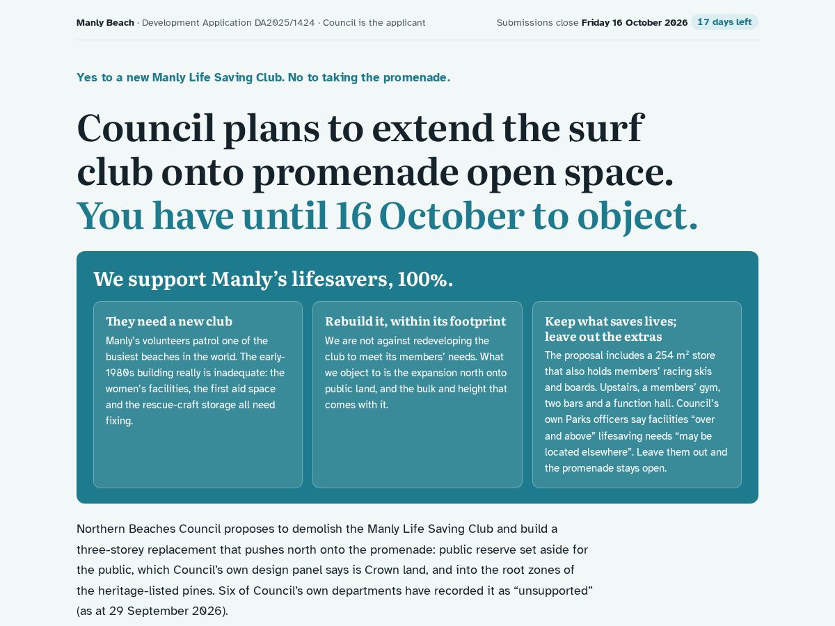 Landing-page snapshot of savemanlybeach.com