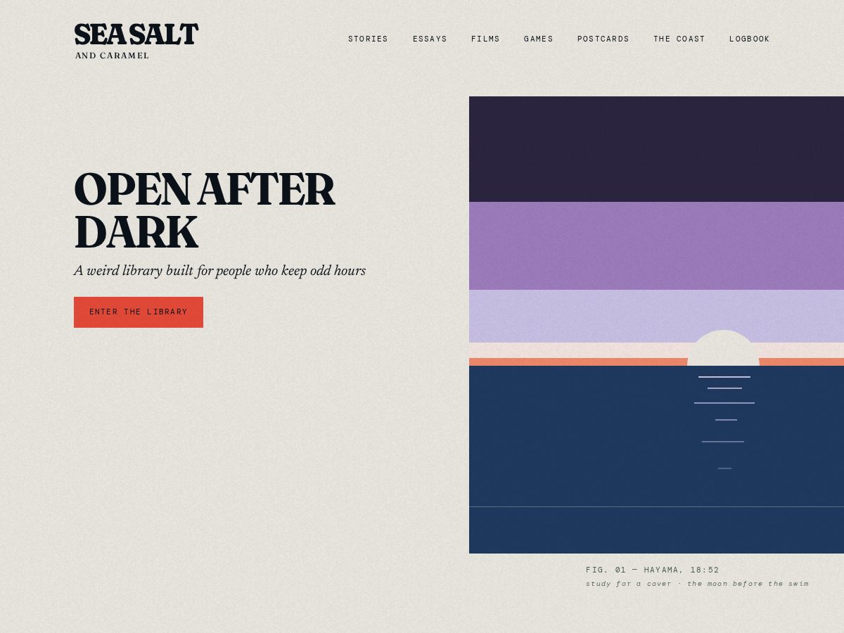 Landing-page snapshot of seasaltandcaramel.com