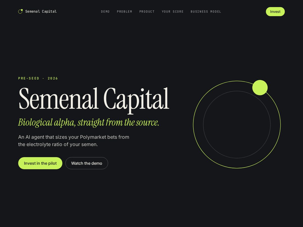 Landing-page snapshot of semenal.capital