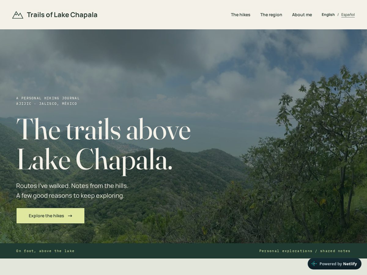 Landing-page snapshot of senderosdellagodechapala.com