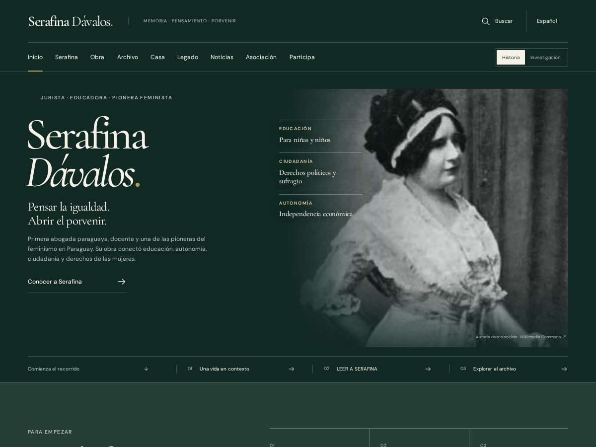 Landing-page snapshot of serafinadavalos.com