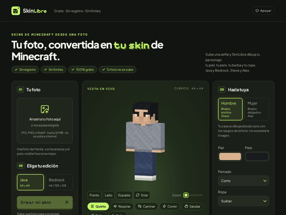 Landing-page snapshot of skinlibre.com