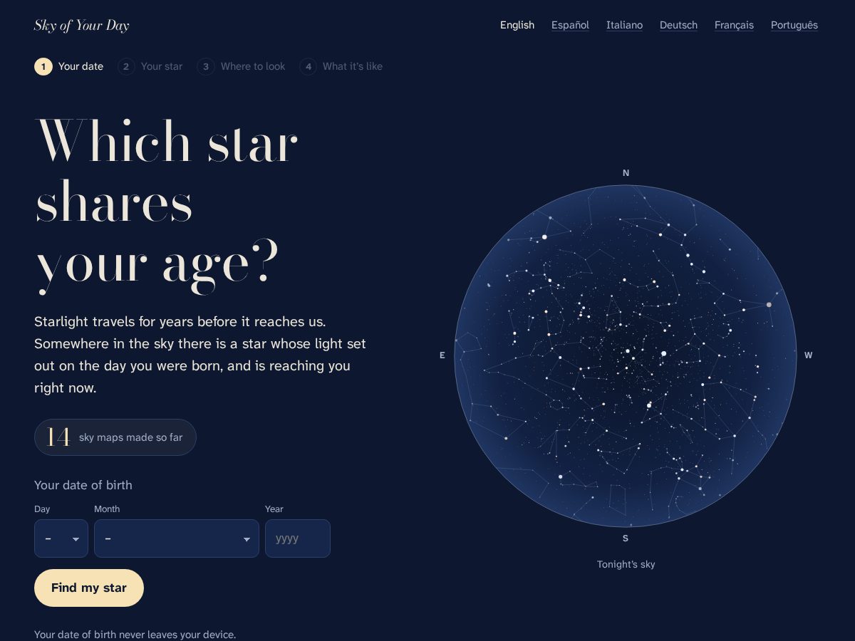 Landing-page snapshot of skyofyourday.com