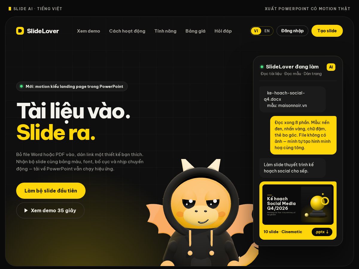Landing-page snapshot of slidelover.com