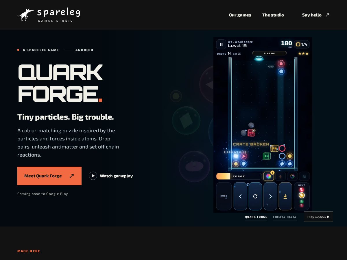 Landing-page snapshot of spareleg.com